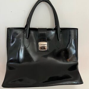 Nardelli Genuine Leather Tote Black Patent Handbag Made in Italy Satchel